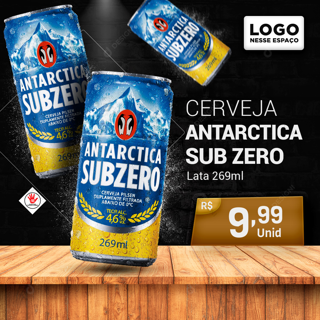 Cerveja Antarctica Sub Zero Lata 269ml Social Media PSD Editável