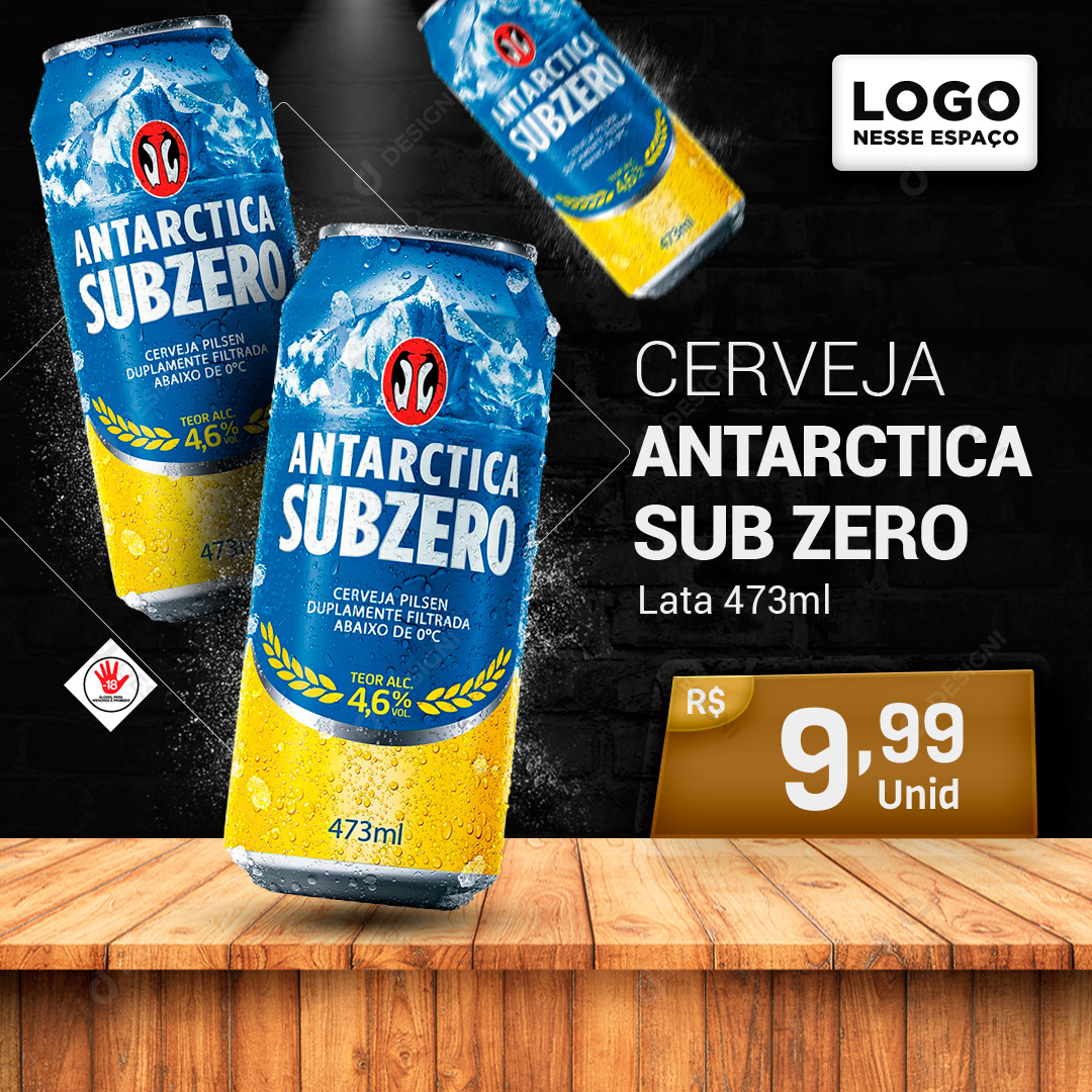 Cerveja Antarctica Sub Zero Lata 473ml Social Media PSD Editável