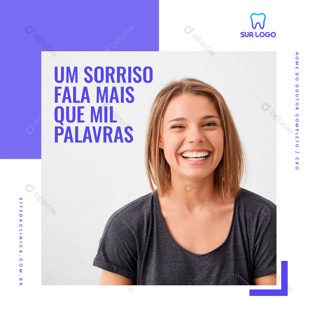 Um Sorriso Fala Social Media PSD Editável