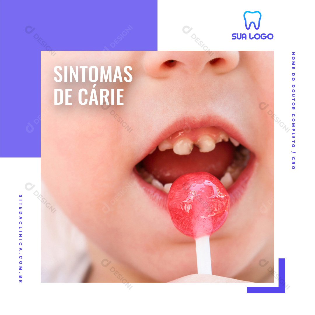 Sintomas de Cáries Social Media PSD Editável