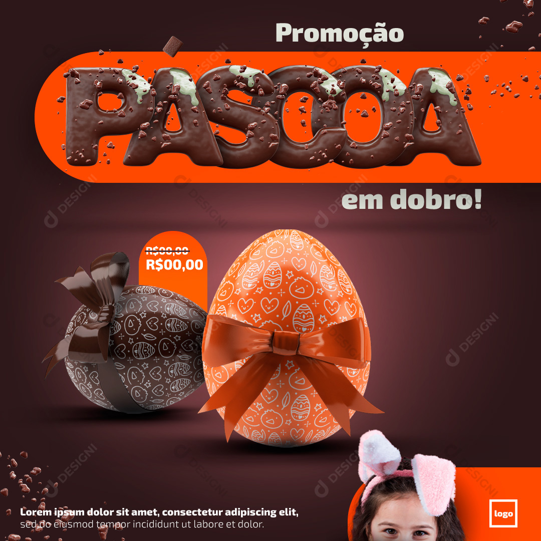 Promoção Páscoa em Dobro Social Media PSD Editável