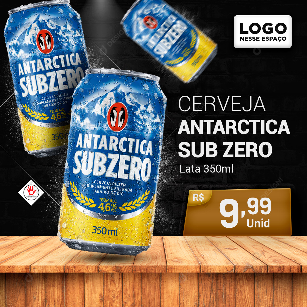 Cerveja Antarctica Sub Zero Lata 350ml Social Media PSD Editável