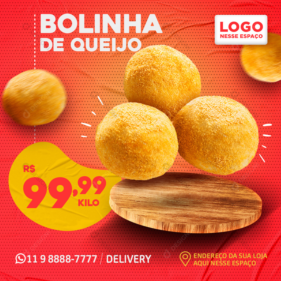 Bolinha de Queijo Salgado Social Media PSD Editável