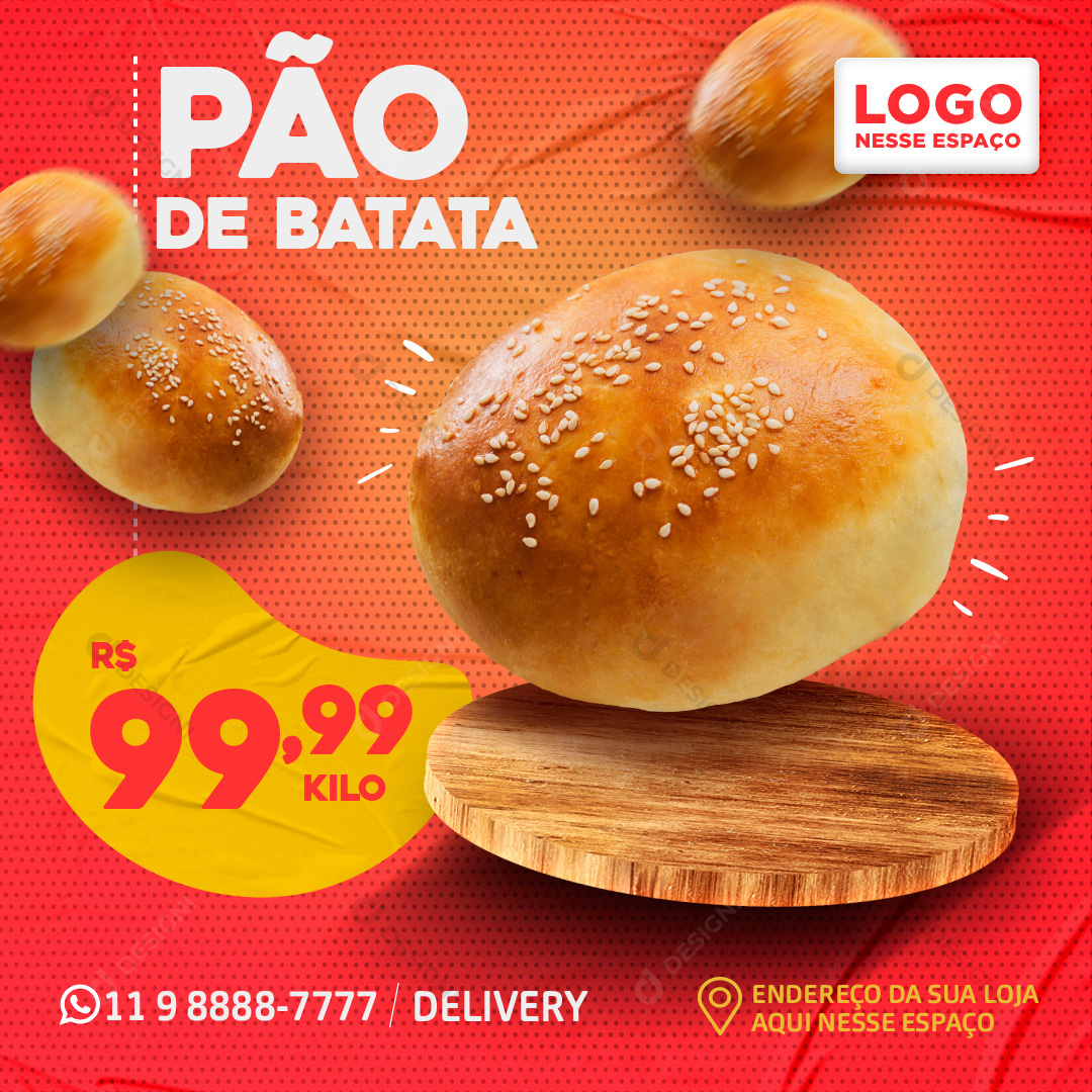 Pão de Batata Social Media PSD Editável Padaria