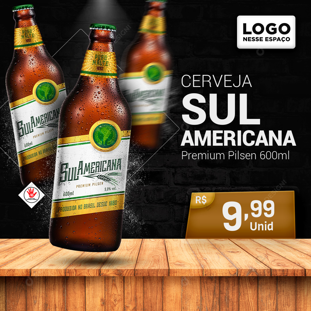 Cerveja Sul Americana 600ml Social Media PSD Editável