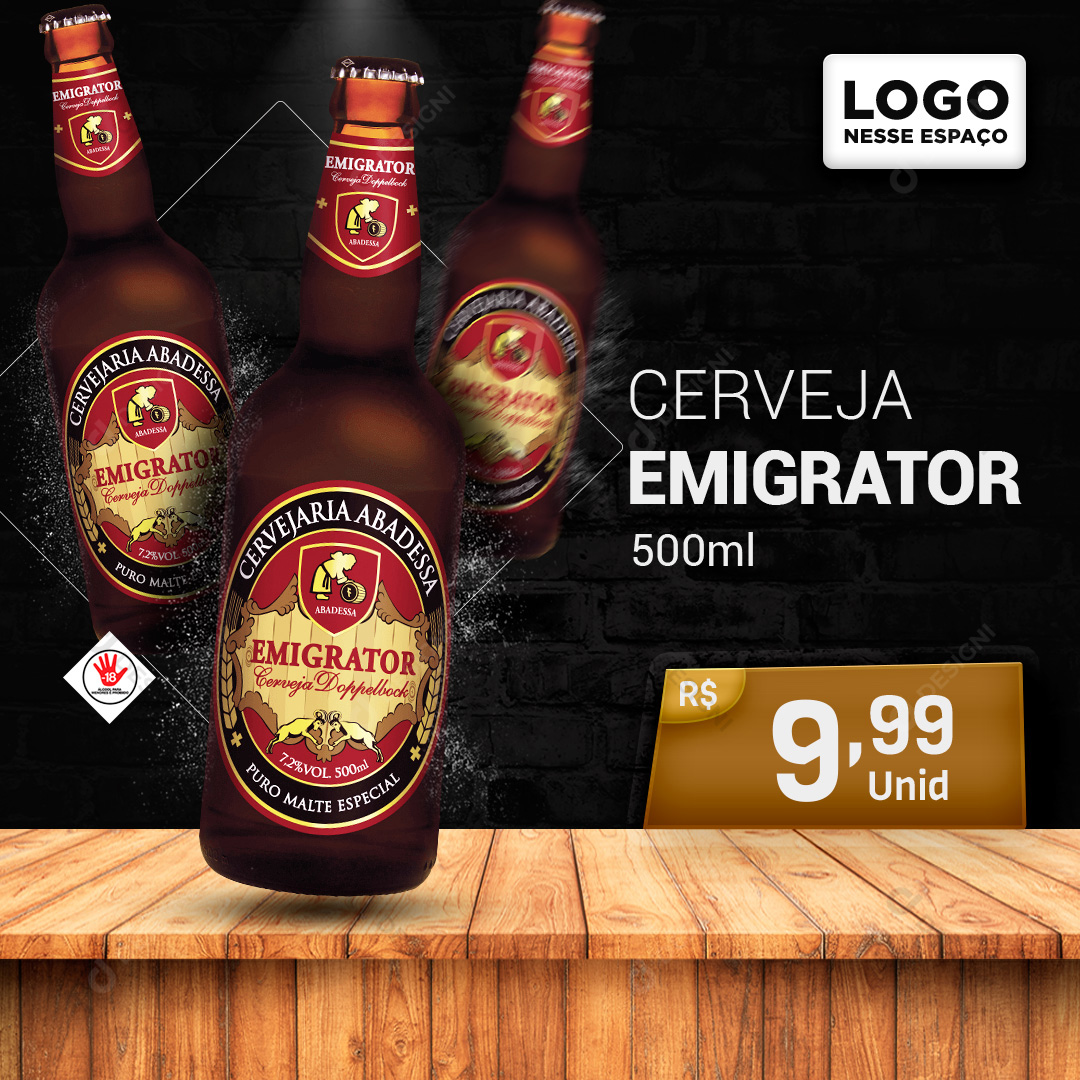 Cerveja emigrator 500ml Social Media PSD Editável