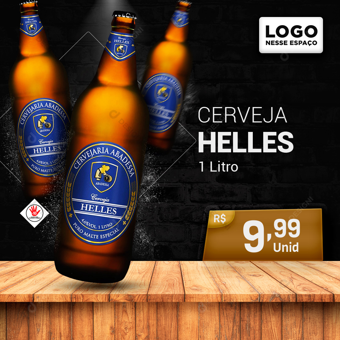 Cerveja Helles 1 Litro Social Media PSD Editável