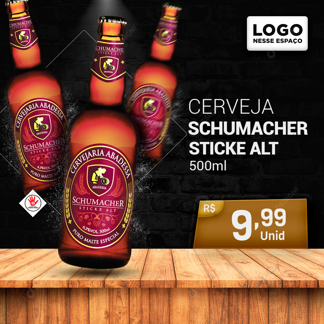 Cerveja schumacher 500ml Social Media PSD Editável