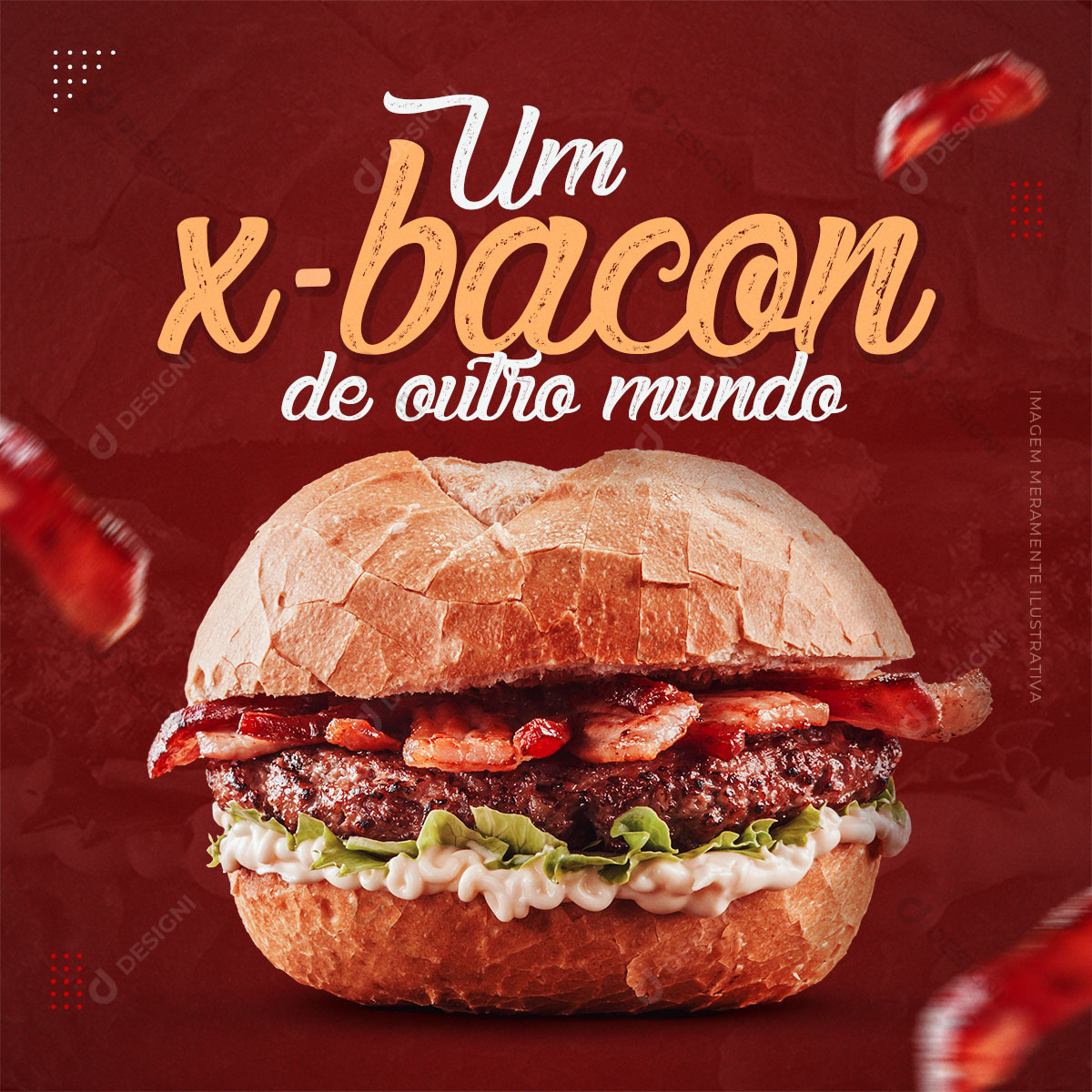 X-Bacon Hamburguerias Social Media PSD Post Editável