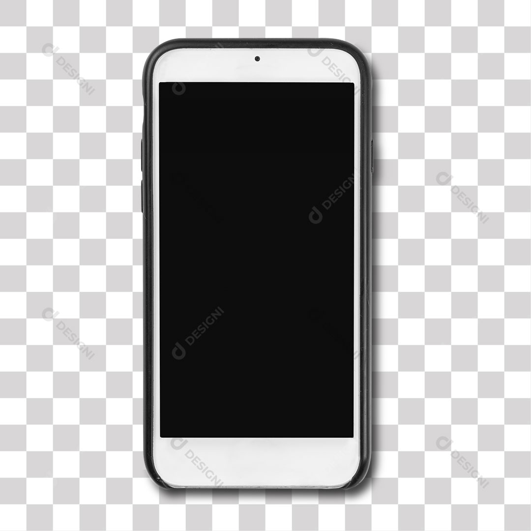 Celular Branco Papinha Preta PNG Sem Fundo Transparente