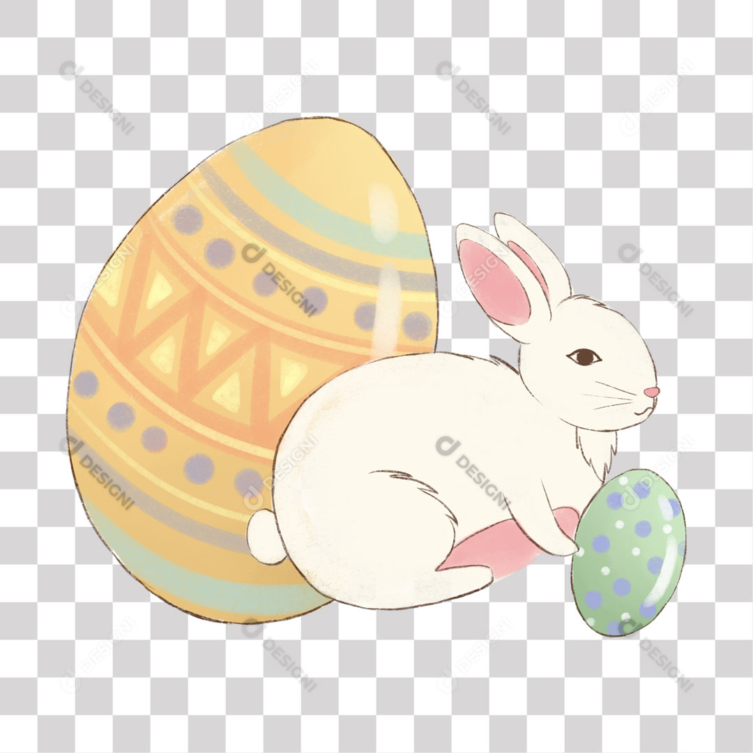 Coelhinho de Páscoa Com Ovos PNG Transparente Sem Fundo