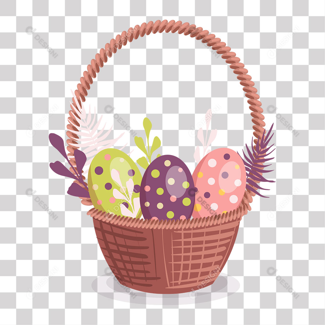 Cesta com Ovos de Páscoa PNG Transparente Sem Fundo