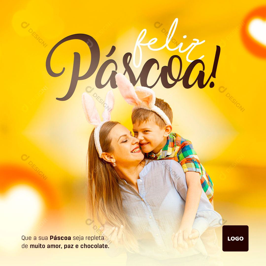 Post Institucional Social Media Feliz Pascoa PSD Editável