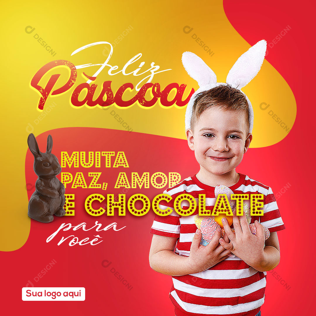 Social Media Feliz Páscoa PSD Post Editável Phtoshop