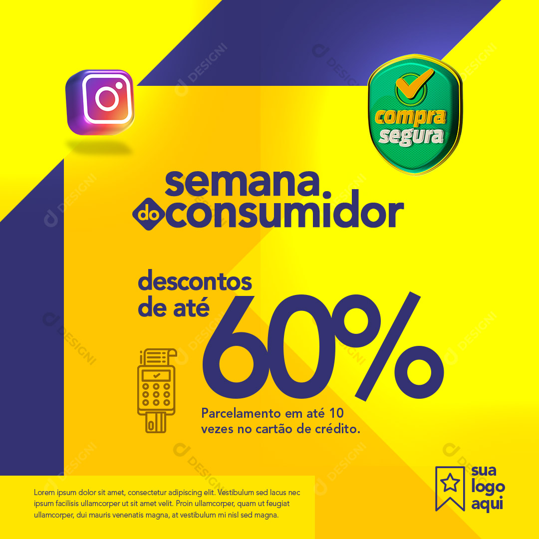 Descontos Semana do Consumidor Social Media Post PSD Editável