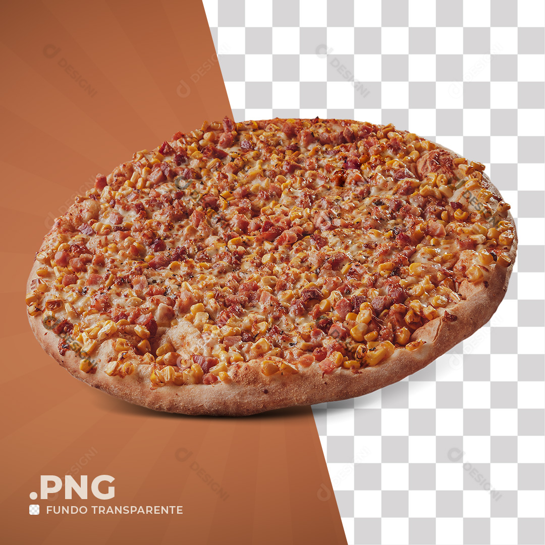 Pizza Milho com Bacon Mussarela Orégano PNG Transparente Sem Fundo