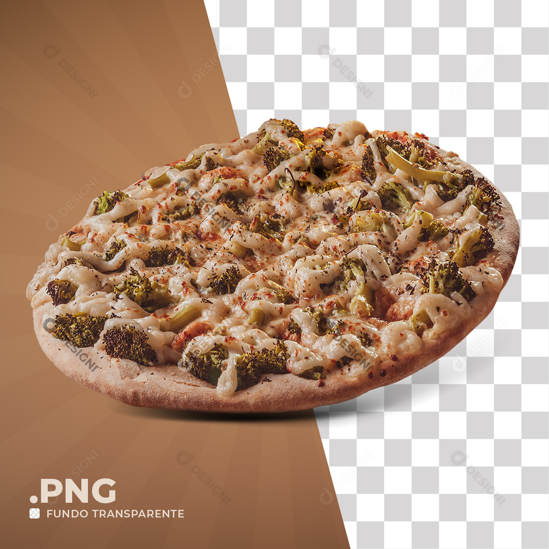 Pizza Brócolis Mussarela Catupiry PNG Transparente Sem Fundo