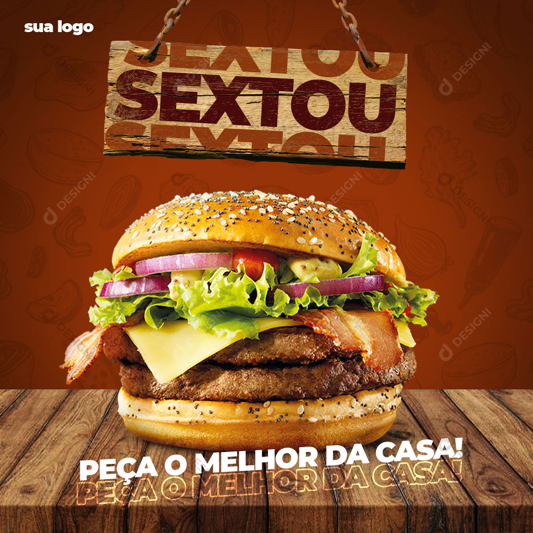 Hamburgueria Sextou Social Media Post PSD Editável