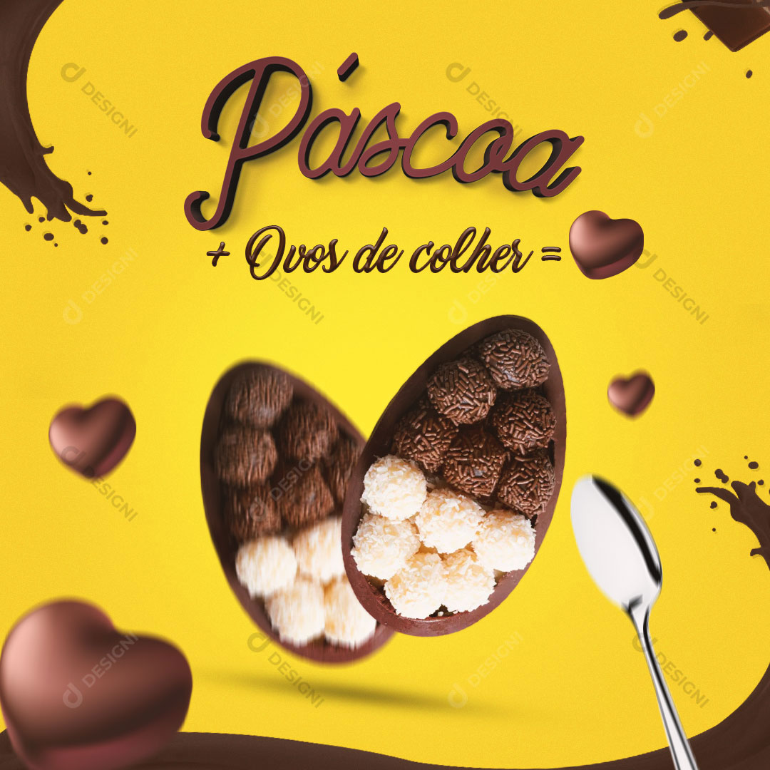 Páscoa Ovos de Colher PSD Social Media Post Editável