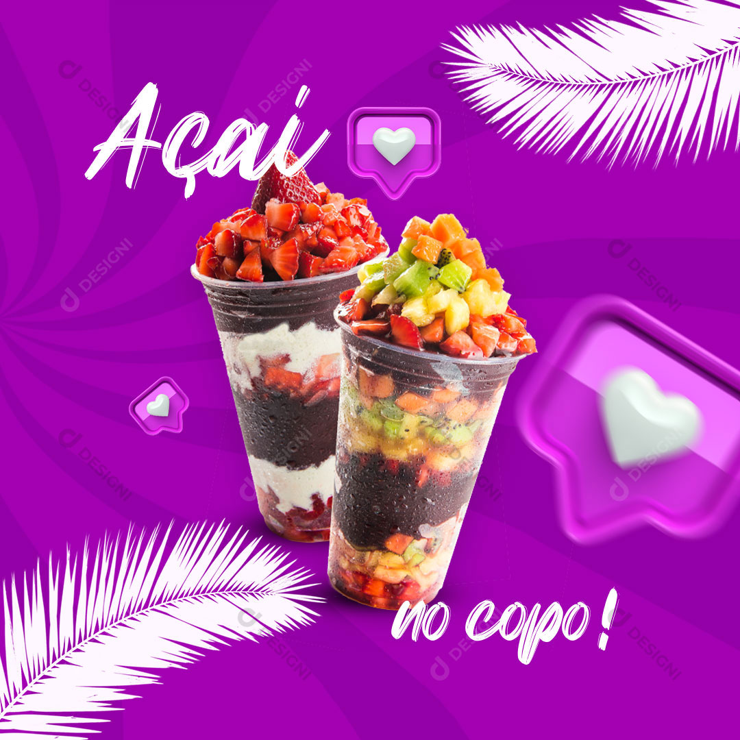 Açaí no Copo Social Media PSD Editável Photoshop