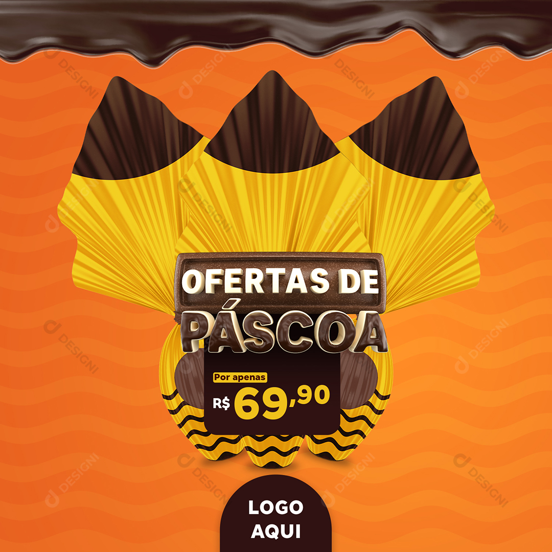 Ofertas de Ovos de Páscoa Social Media Post PSD Editável
