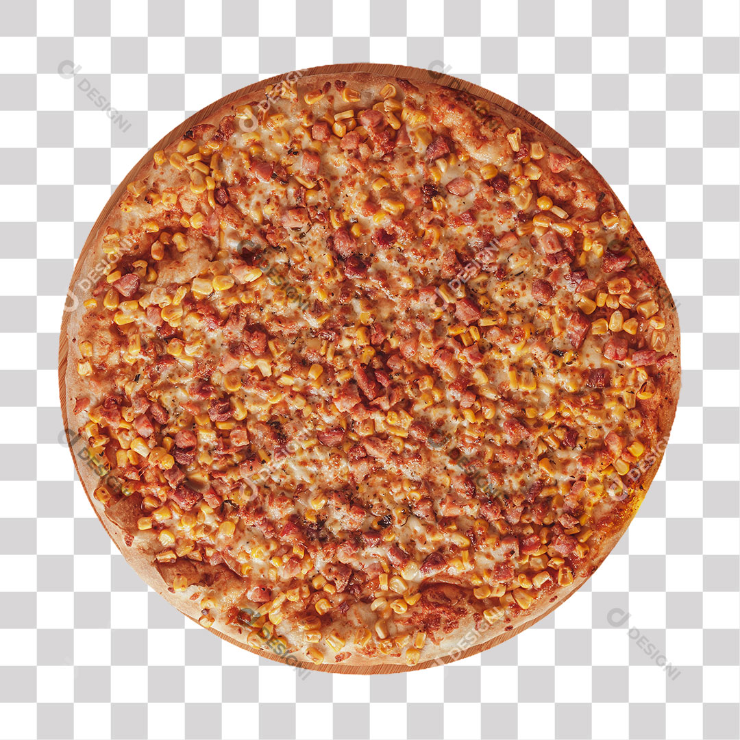 Pizza Milho com Bacon PNG Transparente Sem Fundo