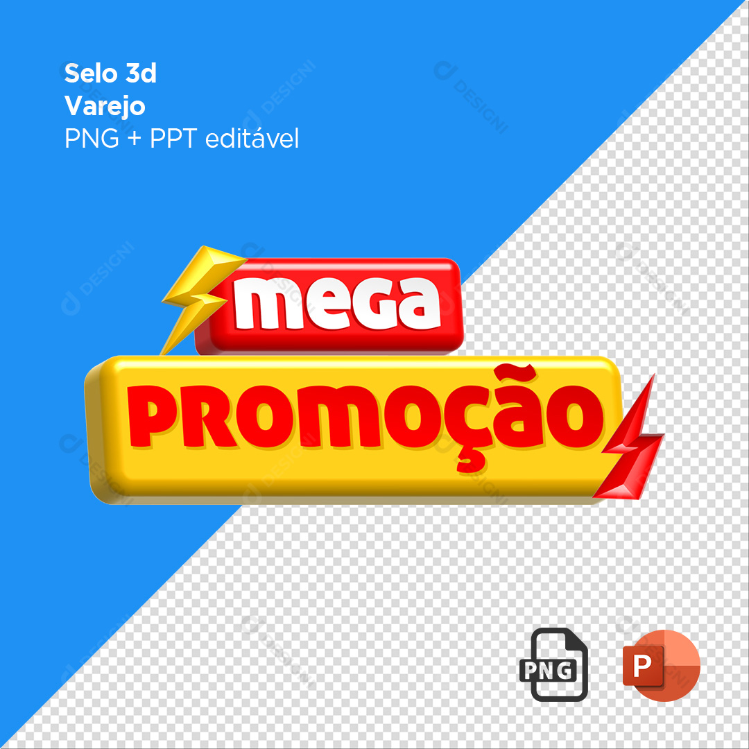Selo 3D Mega Promoção PNG + PPT Editável