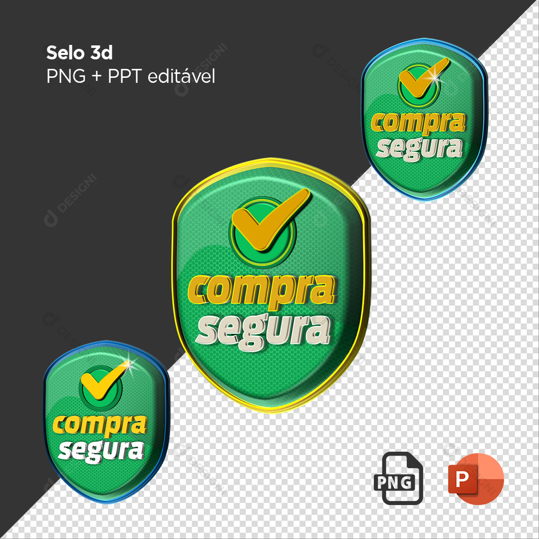 Selo 3D Compra Seguro PNG + PPT Editável