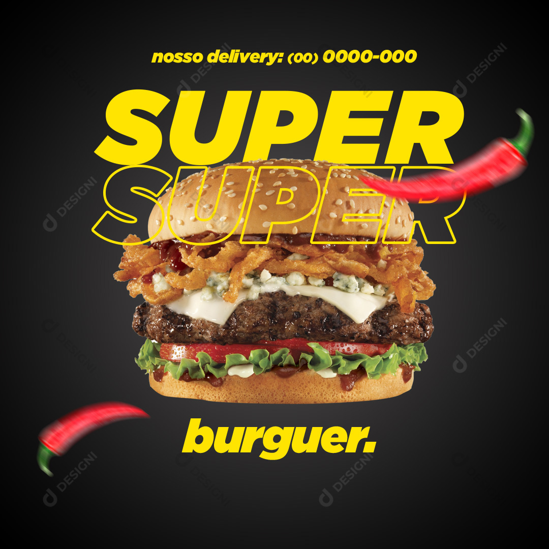 Super Hambúrguer Hamburguerias Deliverys Social Media PSD Editável