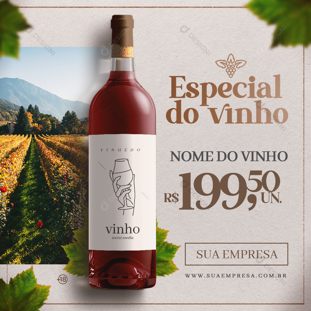 Especial do Vinho Social Media PSD Editável