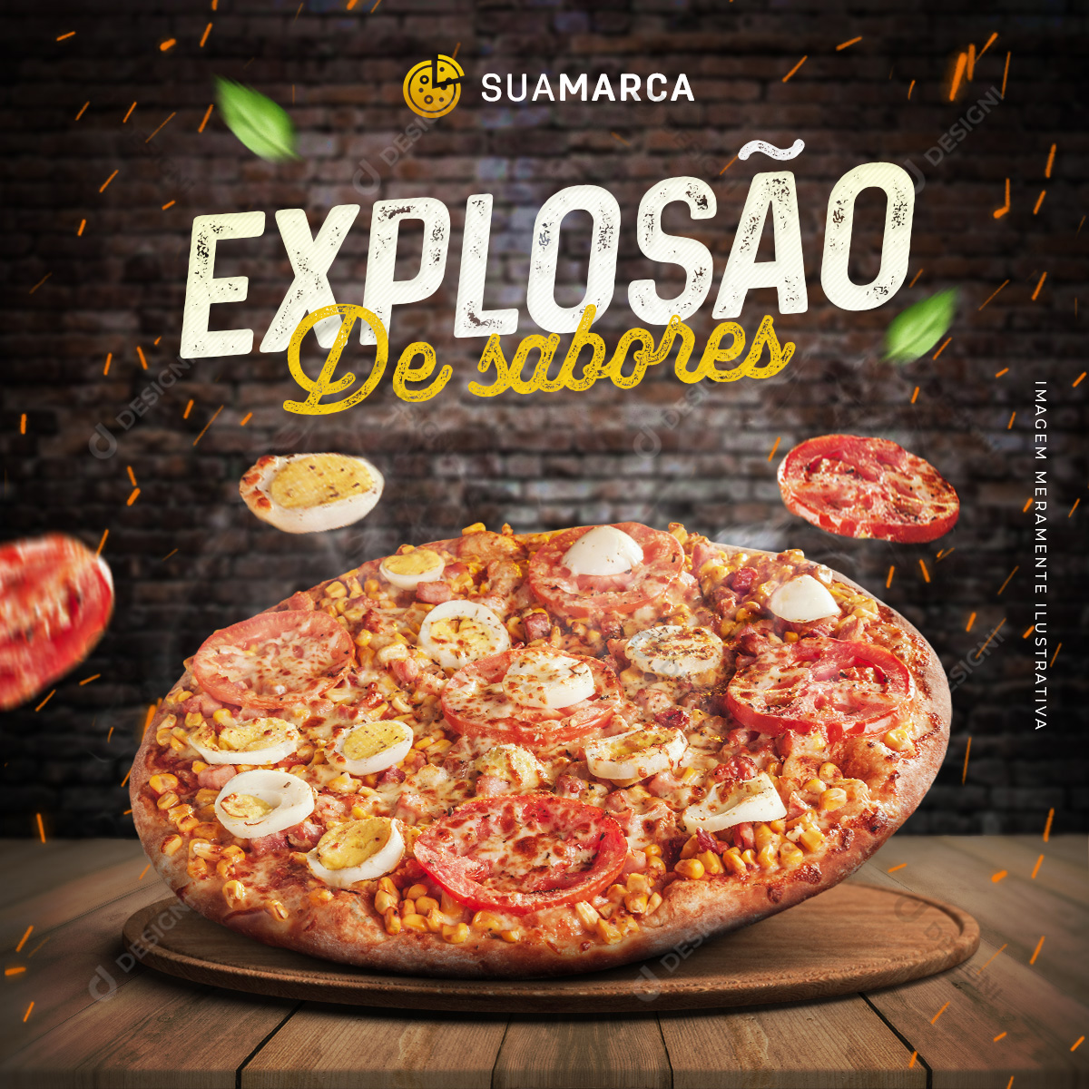 Pizza Explosão de Sabores Social Media Post PSD Editável