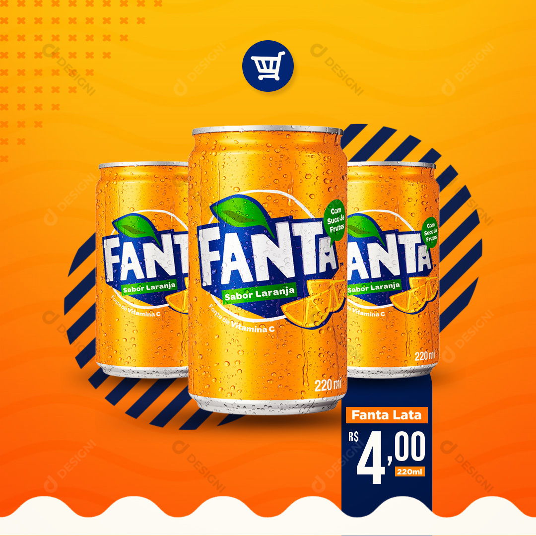 Refrigerante Fanta Laranja Lata 220ml Supermercados Social Media PSD Editável