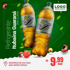 Refrigerante Itubaína Guaraná Zero 2 Litros Social Media PSD Editável