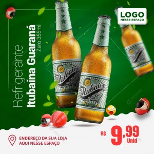 Refrigerante Itubaína Guaraná Zero 355ml Social Media PSD Editável