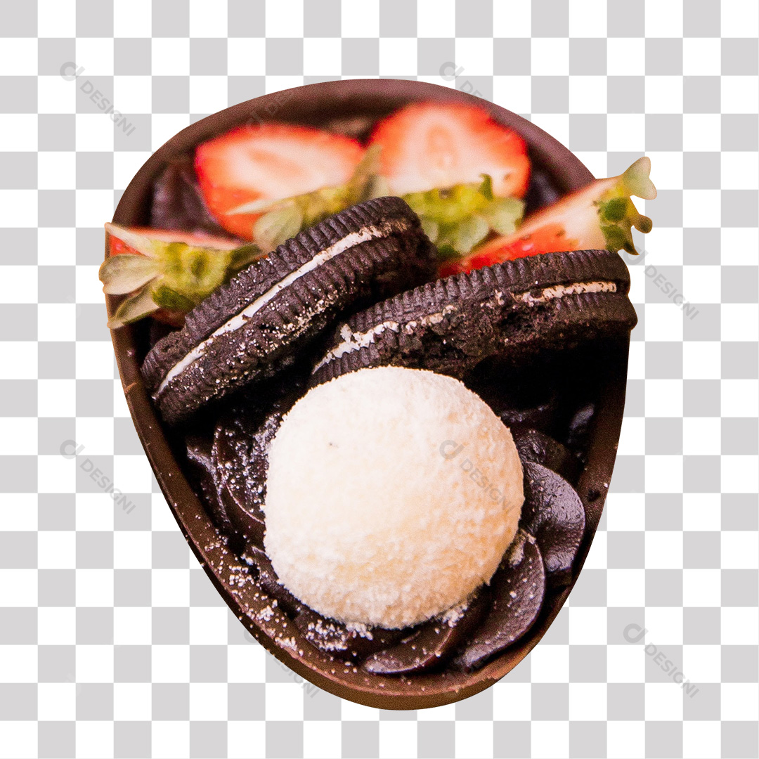 Ovo de Colher Páscoa Chocolate Oreo Brigadeiro de Ninho Morango PNG Transparente Sem Fundo