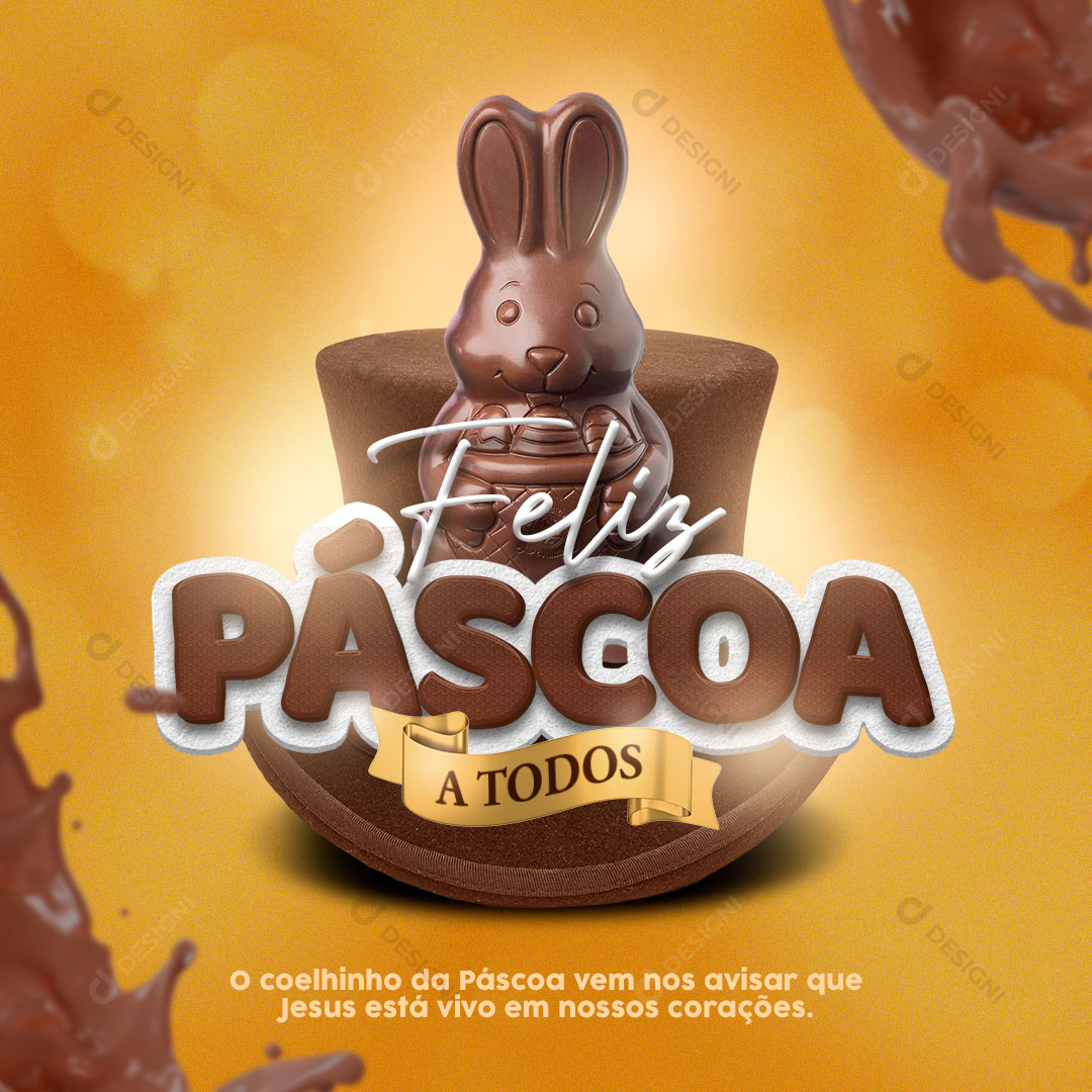 Feliz Páscoa a Todos Social Media PSD Editável