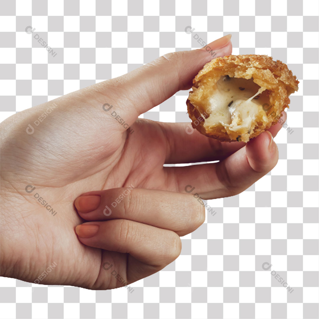 Mão Segurando Bolinha de Queijo PNG Transparente Sem Fundo