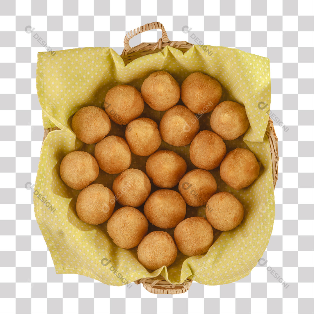Cesta com Bolinhas de Queijo PNG Transparente