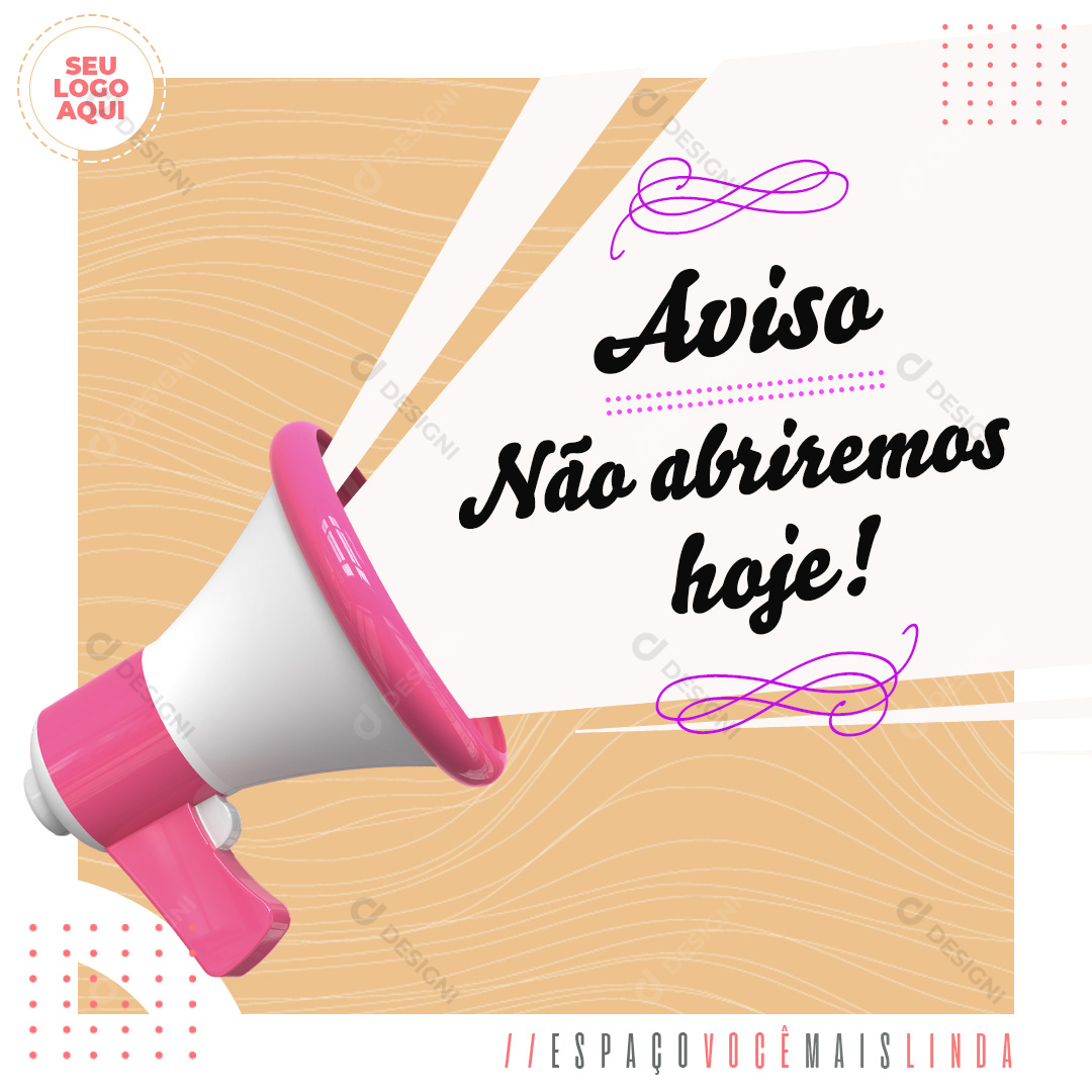 Estética Aviso Social Media Post PSD Editável