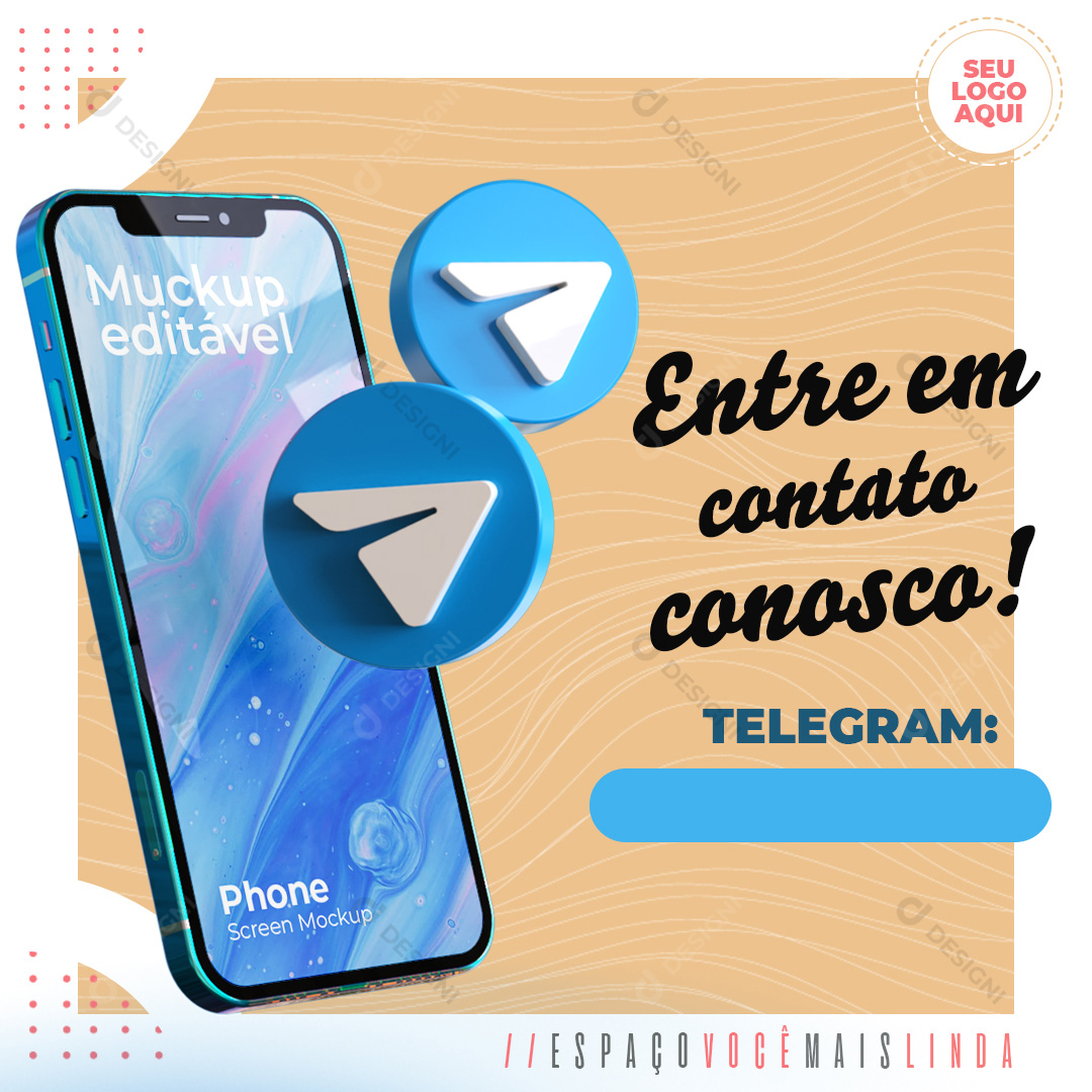 Estética Telegram Social Media Post PSD Editável
