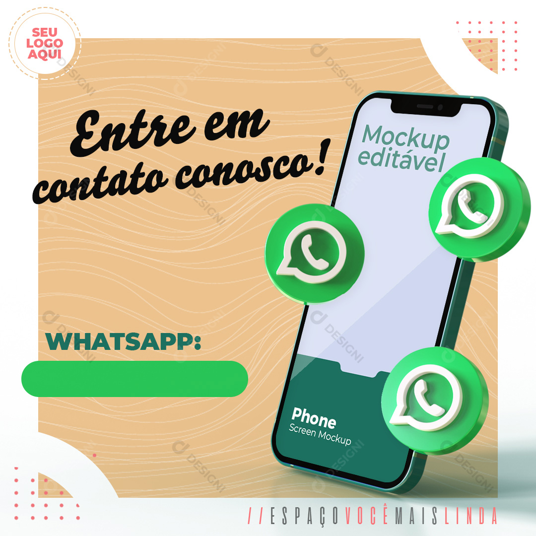 Estética WhatsApp Social Media Post PSD Editável