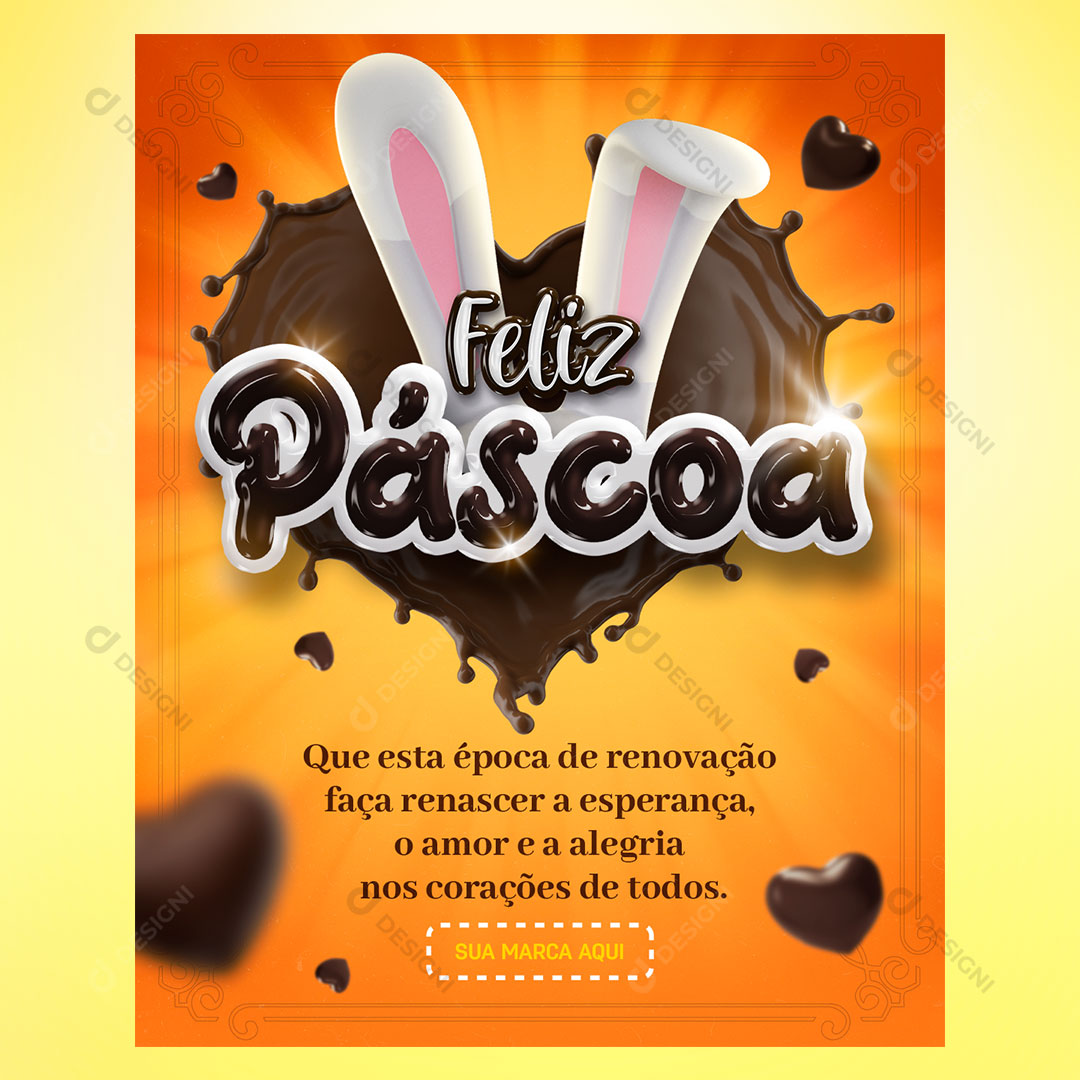 Feliz Páscoa PSD Social Media Post Editável Photoshop