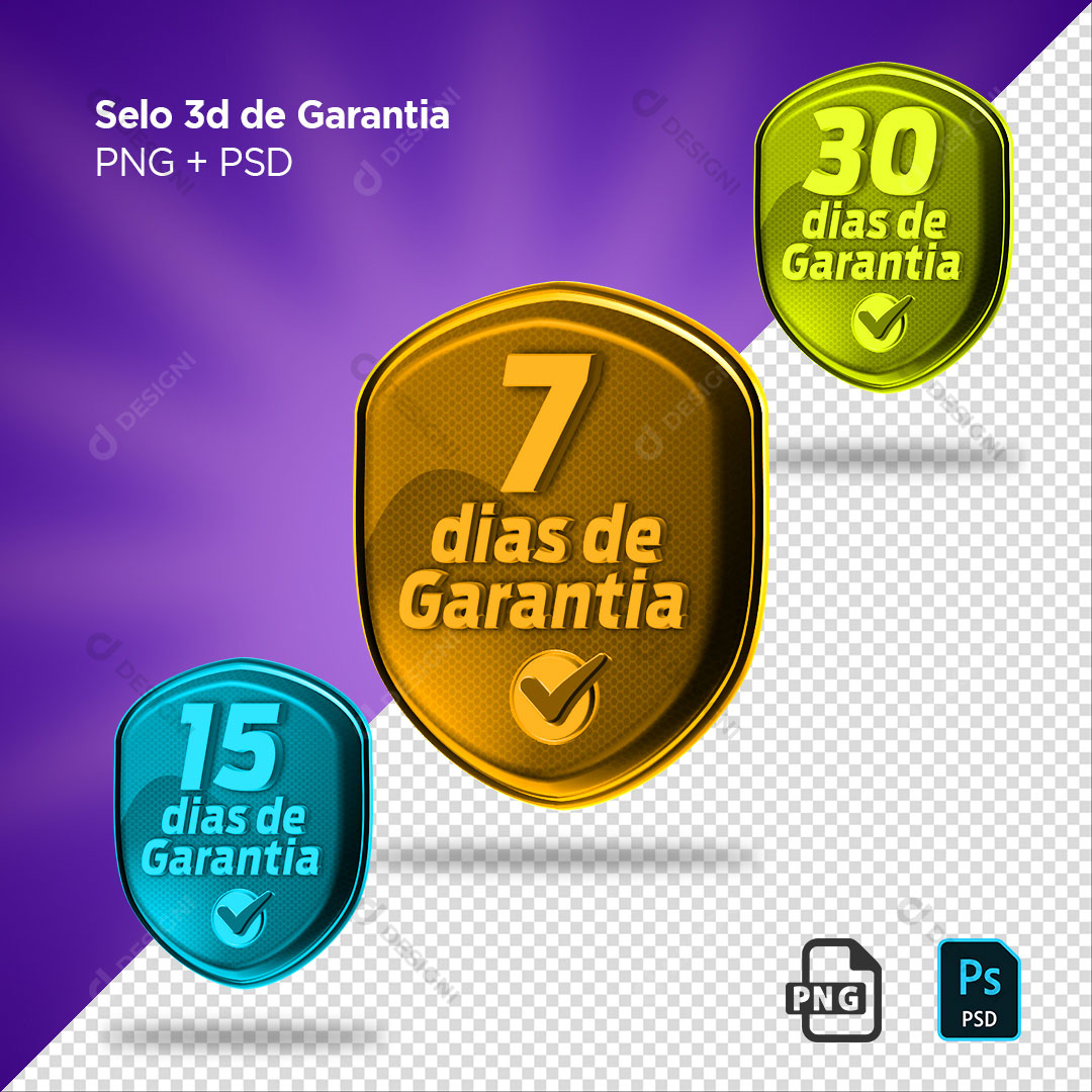 Selo 3D de Garantia PSD + PNG Transparente