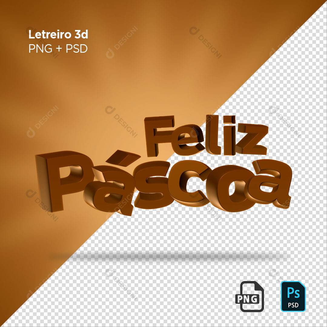 Selo 3D Feliz Páscoa PSD + PNG Transparente