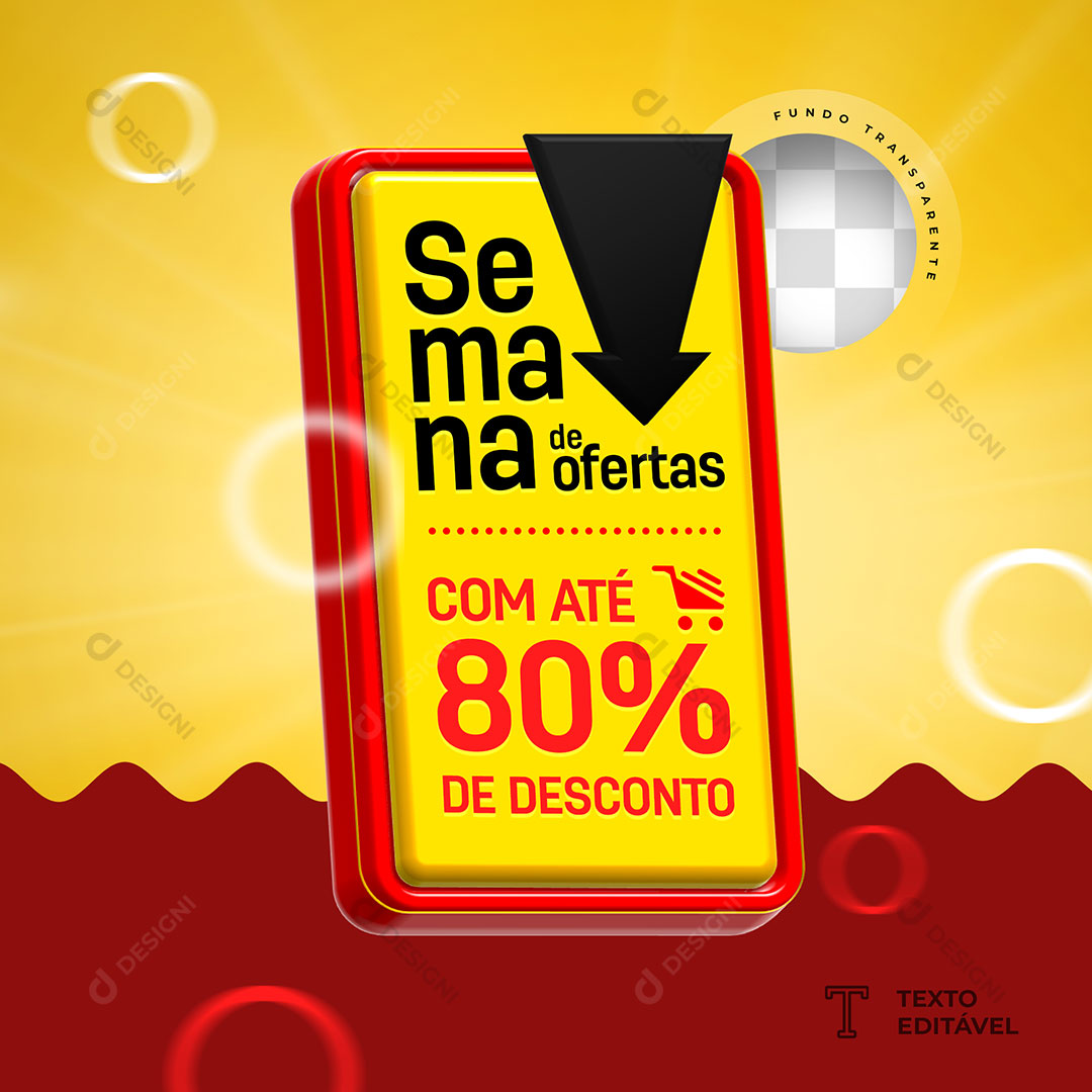 Selo Semana de Ofertas PSD Texto Editável