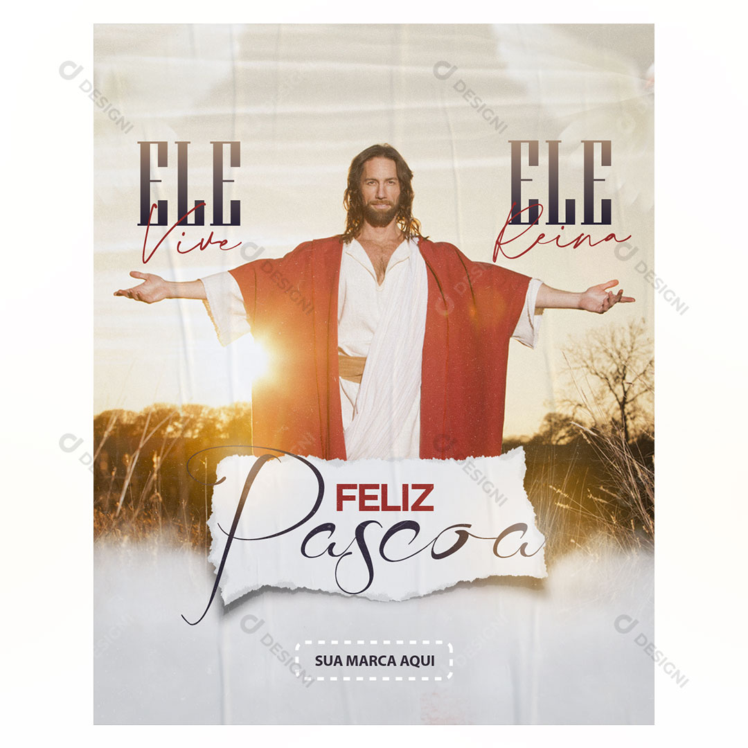 Feliz Páscoa Jesus Igreja Social Media PSD Editável