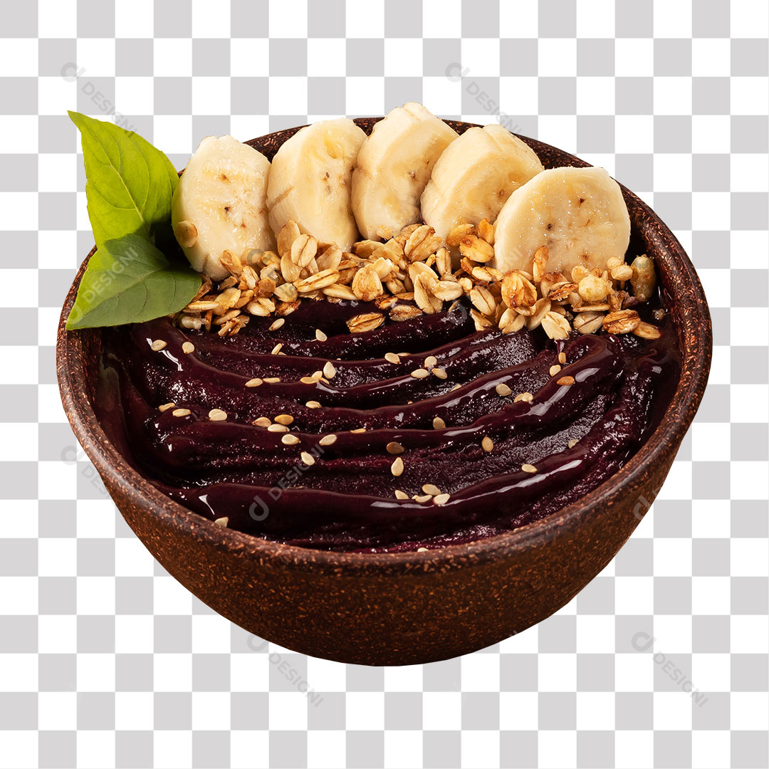 Tigela de Açaí com Banana de Amendoim PNG Transparente Sem Fundo