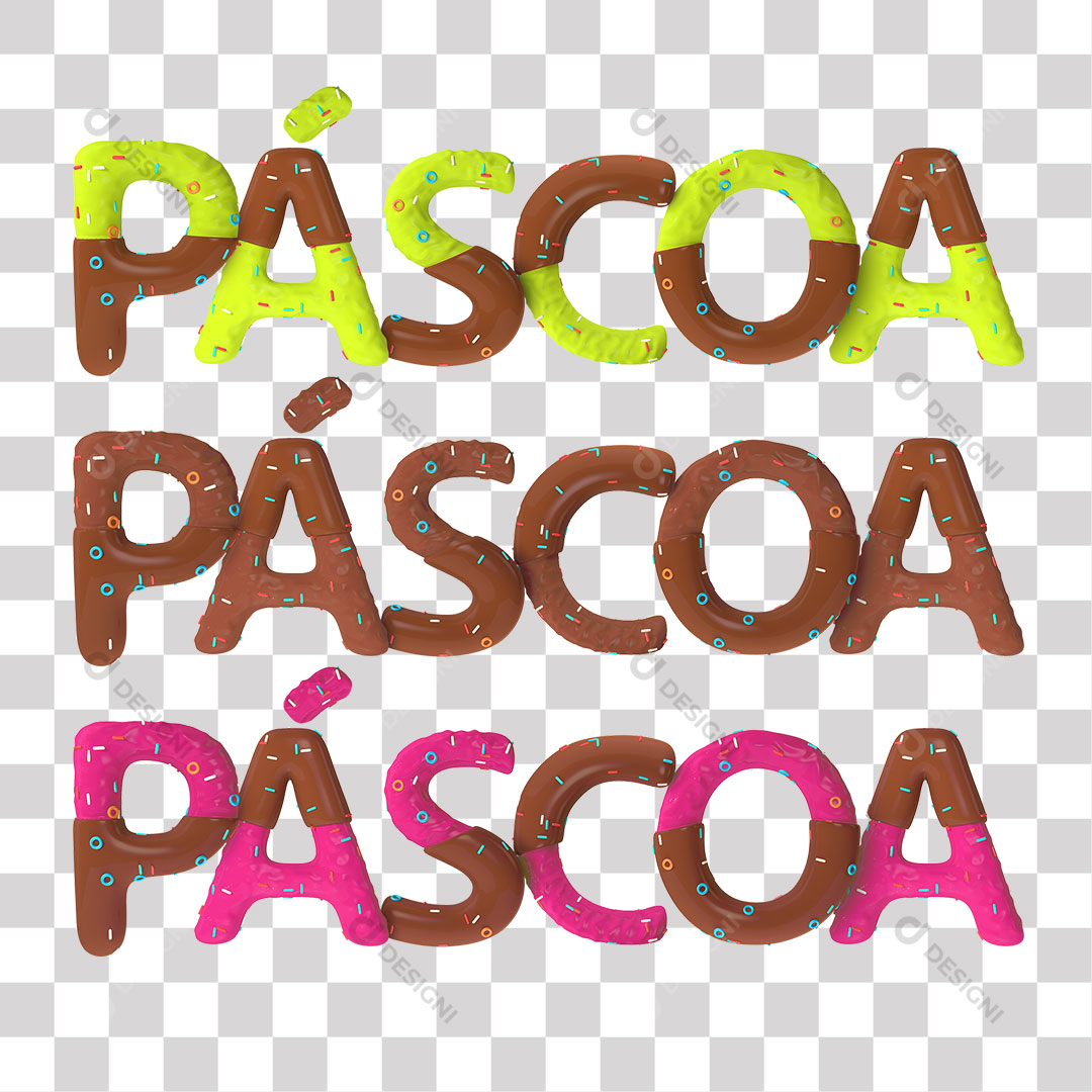 Páscoa Texto 3D PNG Transparente Sem Fundo