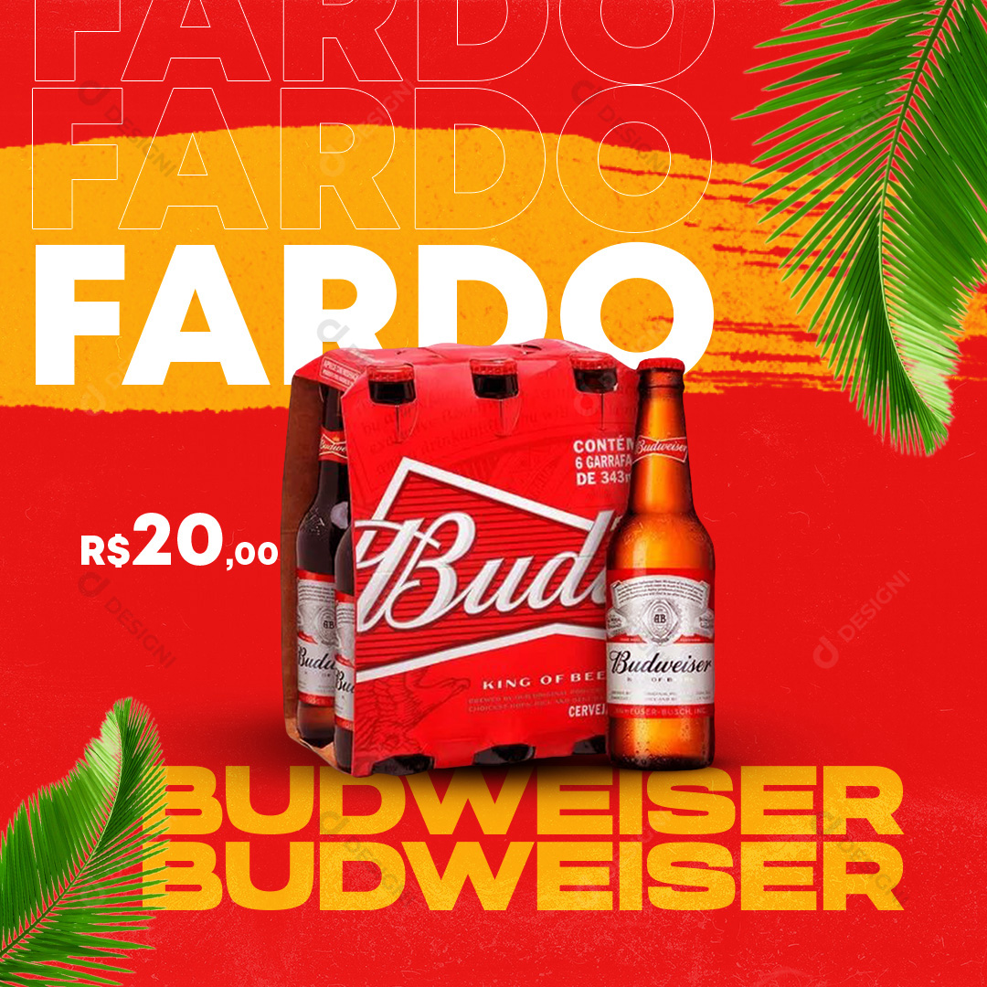 Fardo Caixa de Budweiser Social Media PSD Editável