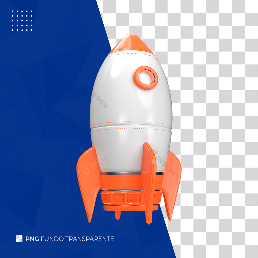 Foguete 3D Rocket PNG Sem Fundo Transparente